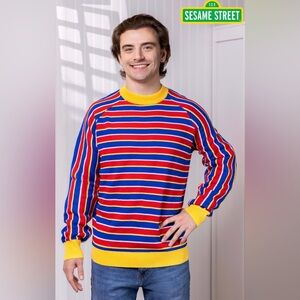 Sesame Street Burt Ernie Sweater Men’s Ernie Stripped X-Large Cosplay Preppy fun
